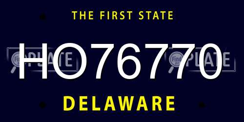 HO76770 Delaware License Plate