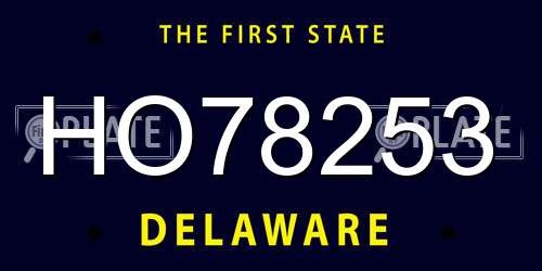 HO78253 Delaware License Plate