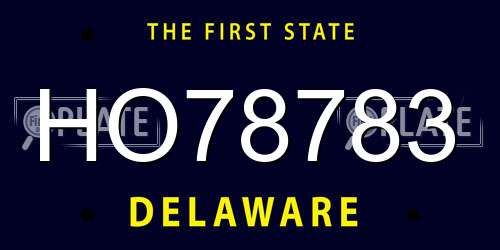 HO78783 Delaware License Plate