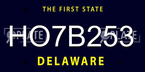 HO7B253 Delaware License Plate