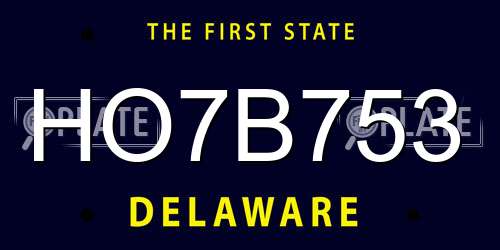 HO7B753 Delaware License Plate