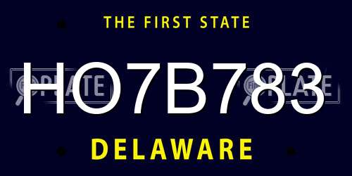 HO7B783 Delaware License Plate