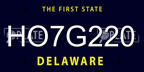 HO7G220 Delaware License Plate
