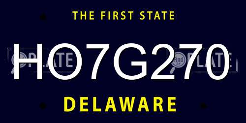 HO7G270 Delaware License Plate