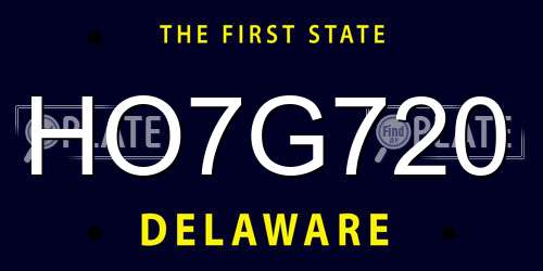 HO7G720 Delaware License Plate