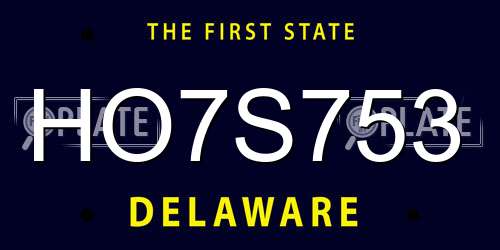 HO7S753 Delaware License Plate
