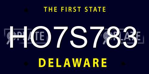 HO7S783 Delaware License Plate