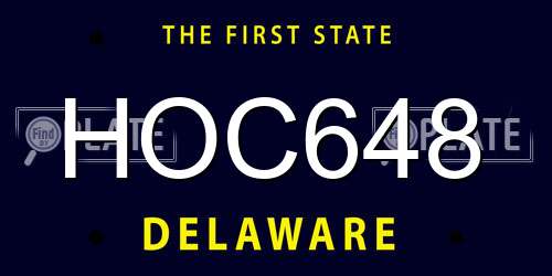 HOC648 Delaware License Plate