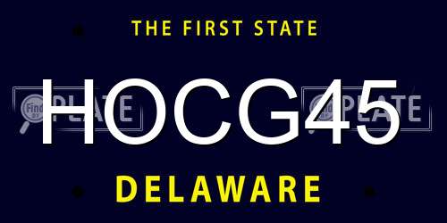 HOCG45 Delaware License Plate