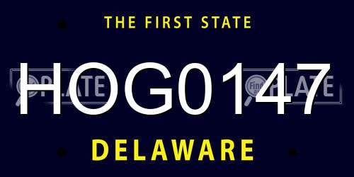 HOG0147 Delaware License Plate