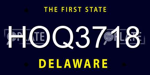 HOQ3718 Delaware License Plate