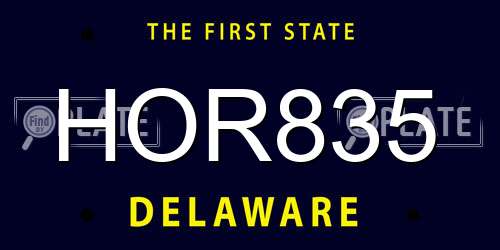 HOR835 Delaware License Plate
