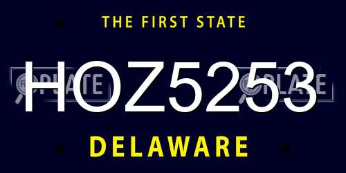 HOZ5253 Delaware License Plate