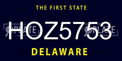 HOZ5753 Delaware License Plate