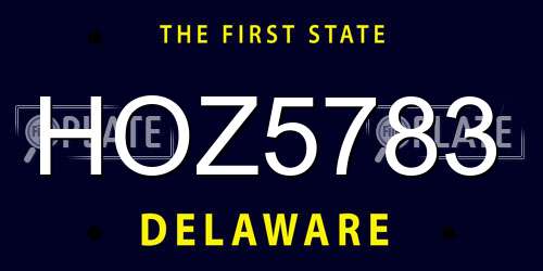 HOZ5783 Delaware License Plate