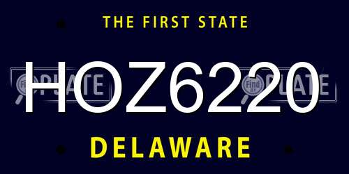 HOZ6220 Delaware License Plate