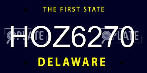 HOZ6270 Delaware License Plate