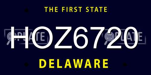 HOZ6720 Delaware License Plate