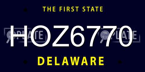 HOZ6770 Delaware License Plate