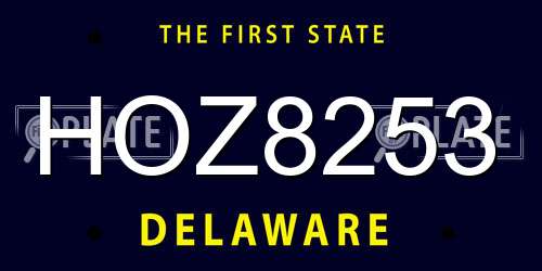 HOZ8253 Delaware License Plate