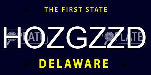HOZGZZD Delaware License Plate