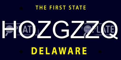 HOZGZZQ Delaware License Plate