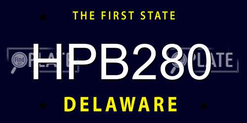 HPB280 Delaware License Plate