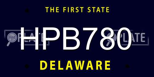 HPB780 Delaware License Plate