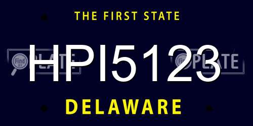 HPI5123 Delaware License Plate