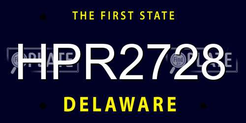 HPR2728 Delaware License Plate