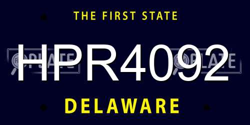 HPR4092 Delaware License Plate
