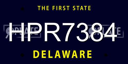 HPR7384 Delaware License Plate