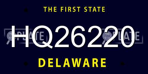 HQ26220 Delaware License Plate