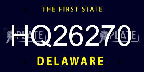 HQ26270 Delaware License Plate