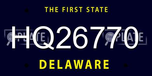 HQ26770 Delaware License Plate