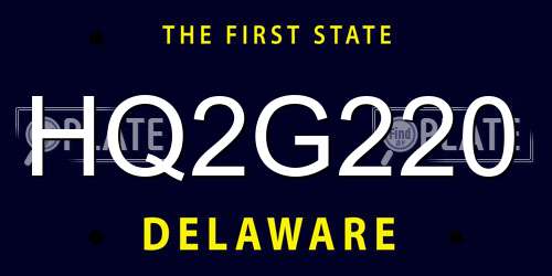 HQ2G220 Delaware License Plate