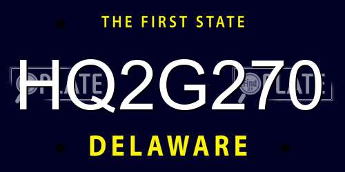 HQ2G270 Delaware License Plate