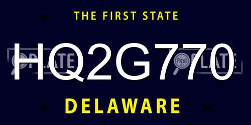 HQ2G770 Delaware License Plate