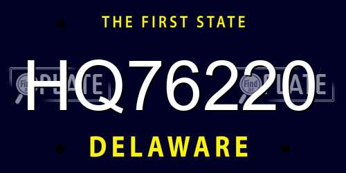 HQ76220 Delaware License Plate