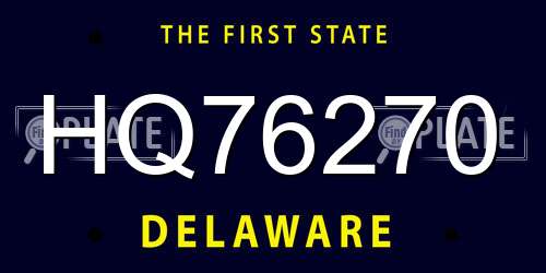 HQ76270 Delaware License Plate