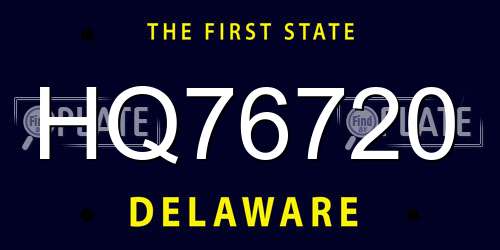 HQ76720 Delaware License Plate
