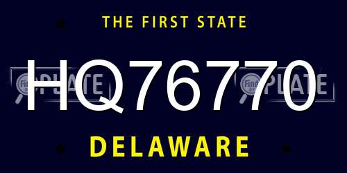 HQ76770 Delaware License Plate