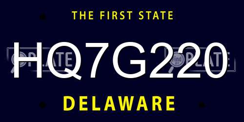 HQ7G220 Delaware License Plate