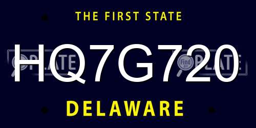 HQ7G720 Delaware License Plate