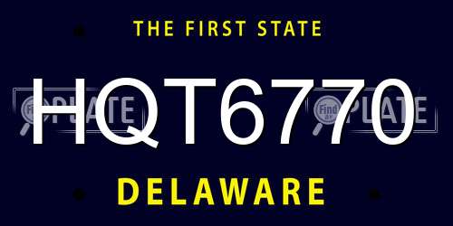 HQT6770 Delaware License Plate