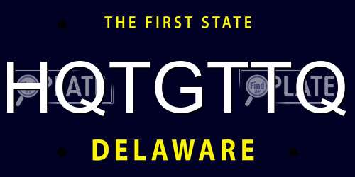 HQTGTTQ Delaware License Plate