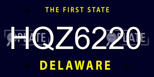 HQZ6220 Delaware License Plate