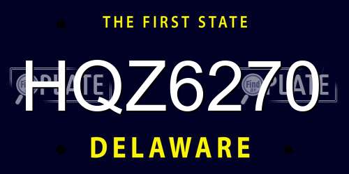 HQZ6270 Delaware License Plate