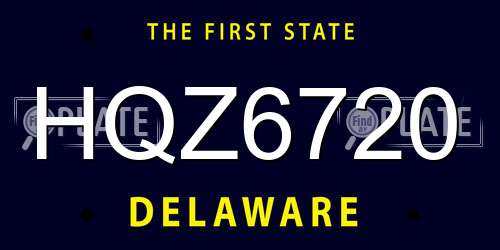 HQZ6720 Delaware License Plate