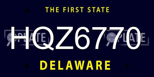 HQZ6770 Delaware License Plate
